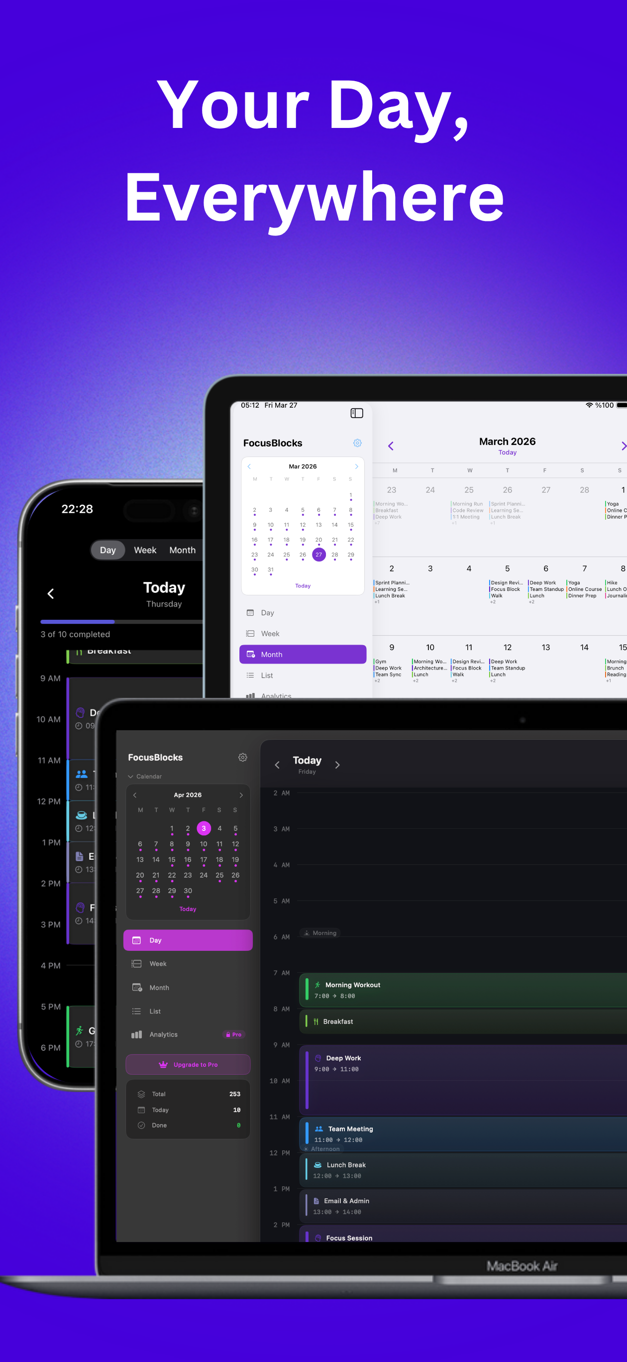 Onset on iPhone, iPad, and Mac — your day, everywhere